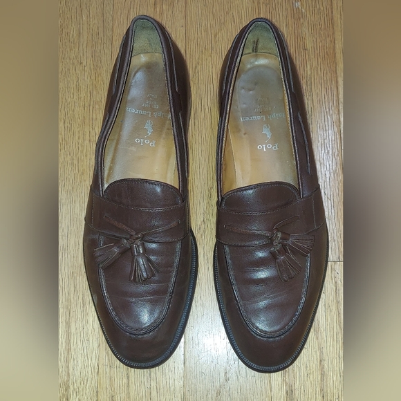 POLO RALPH LAUREN RLF 370 MEN\'S BROWN LEATHER LOAFERS SIZE 10 D MADE IN ITALY main image 4